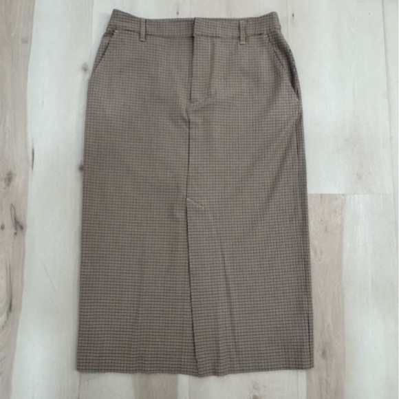 EUC Gap Pencil Midi Skirt In Brown & Tan Check Women's 6 Academia - Picture 3 of 13